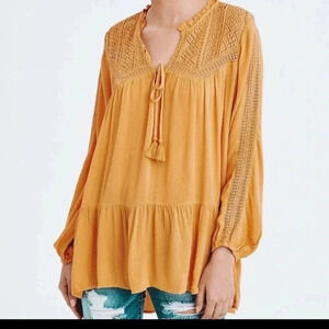 American Eagle Outfitters Crochet Lace Tunic Boho•